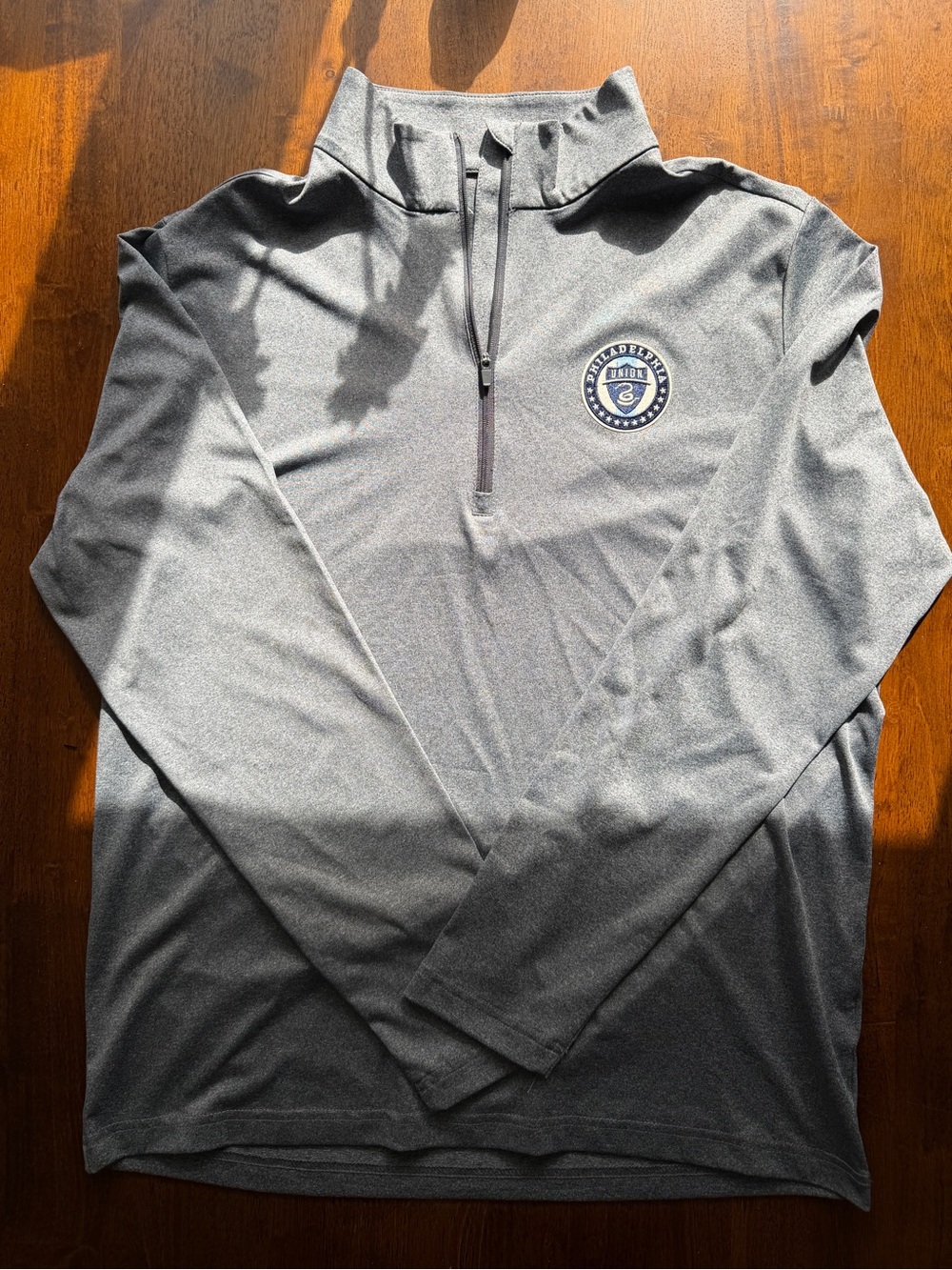 Philadelphia Union Antigua Gray Quarter Zip Pullover with Chest Logo ⚽️